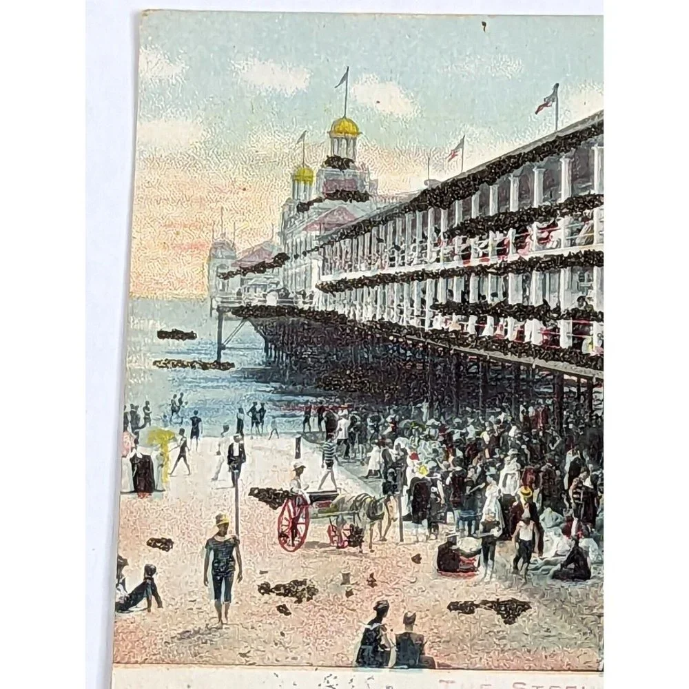 Vintage Postcard Illustrated The Steel Pier Atlantic‎ City New Jersey NJ 1900s